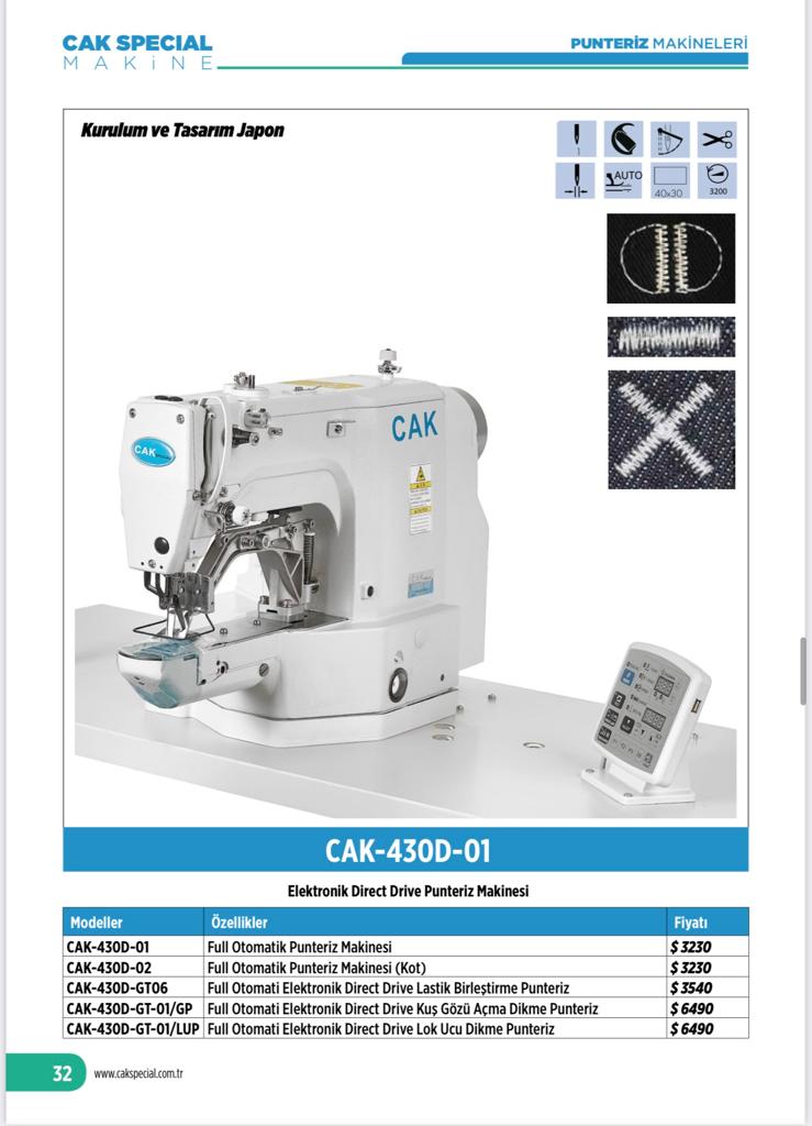 CAK-430D-01 Elektronik Direct Drive Punteriz Makinesi